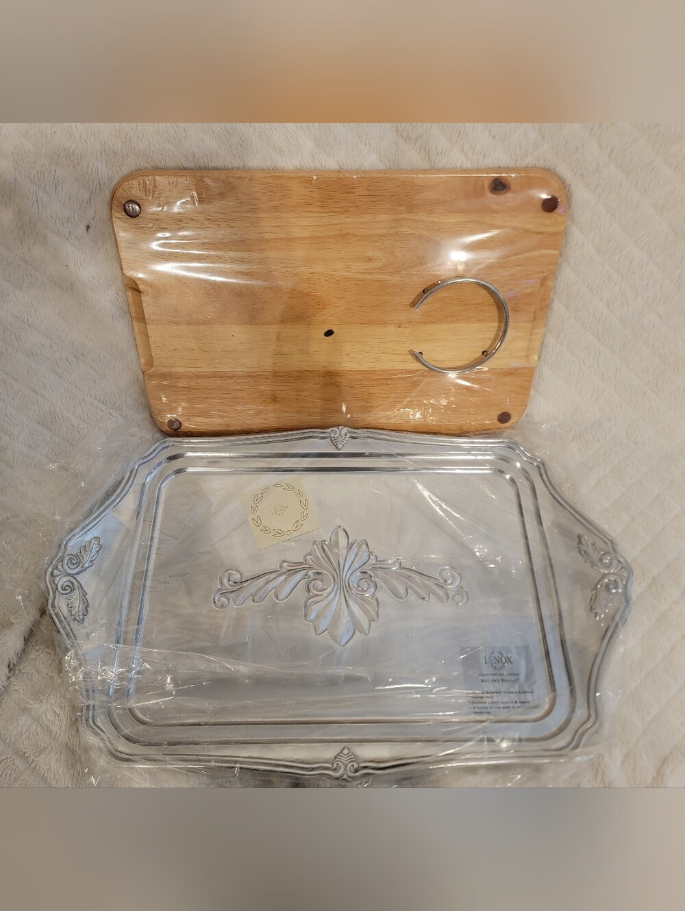 Lenox 24" Rectangular Handled Tray with Wood Insert in the Butler's Pantry